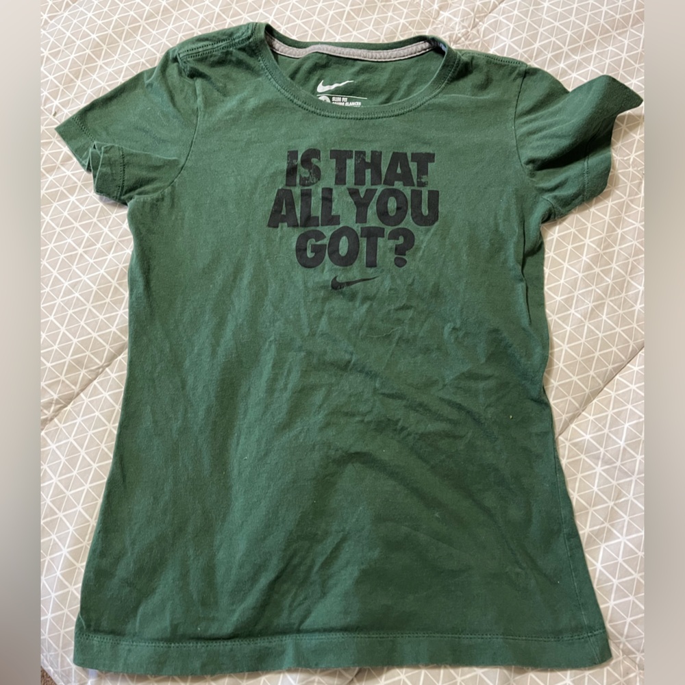 Nike Forest Green Short Sleeve Tee with Black Text